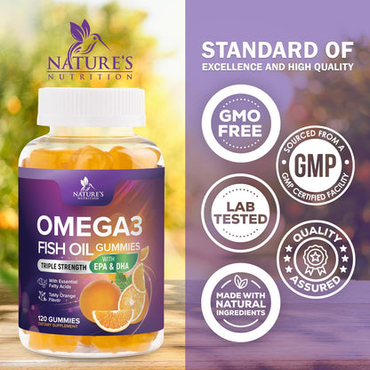 Omega-3 Fish Oil Gummies: DHA & EPA for Heart & Brain (120 Gummies)