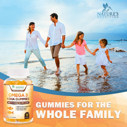 Omega 3 Fish Oil Gummies | Heart Health DHA & EPA - 120 Gummies