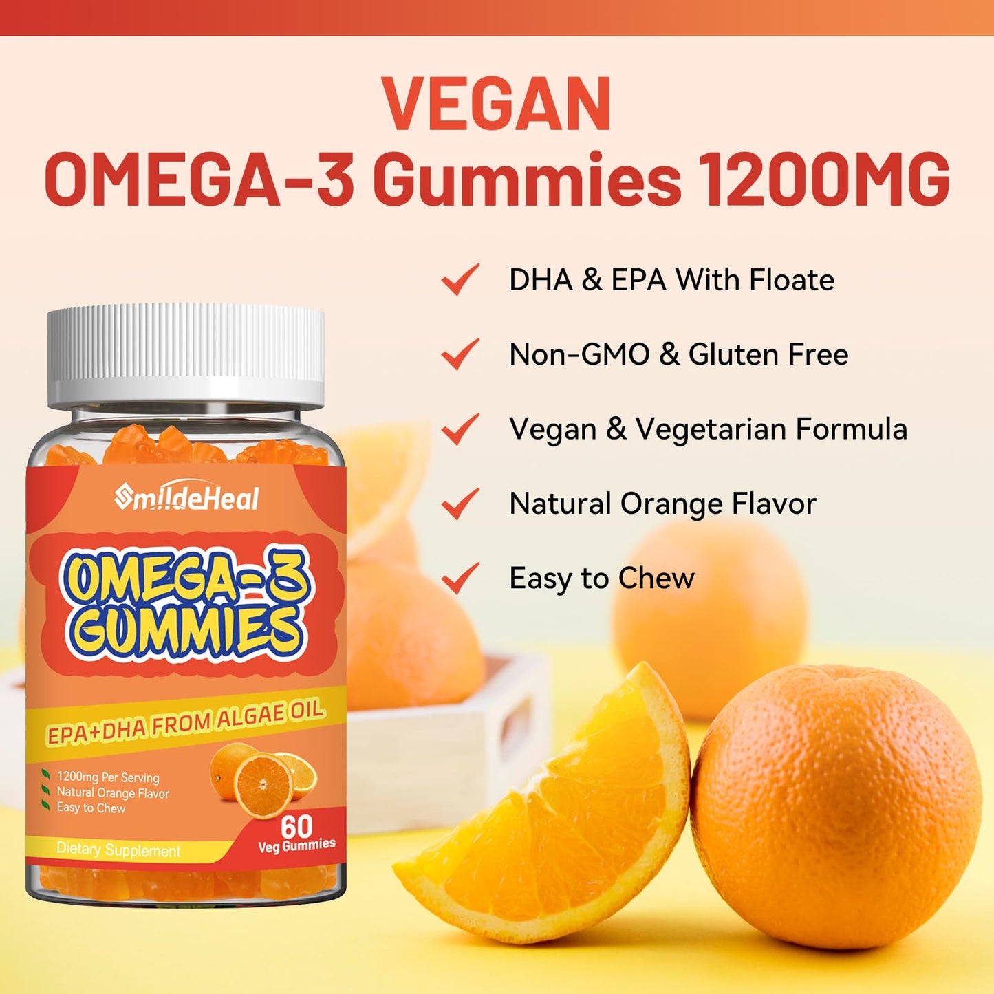 Omega 3 Gummies Supplement 1000mg - High Absorption DHA & EPA | Heart, Brain & Joint Support
