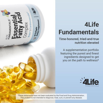 4Life Essential Fatty Acid Complex – Fish Oil Blend with Omega-3 & Omega-6, GLA & CLA – Circulation Support – 60 Softgels