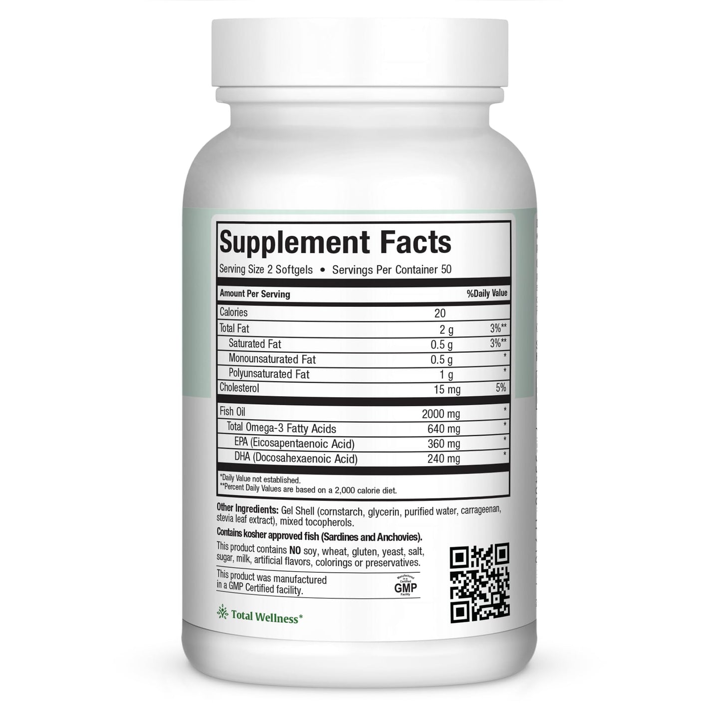 Maxi Health Omega 3 2000mg - Triple Strength Fish Oil with No Fishy Aftertaste | Kosher, 100 Softgels