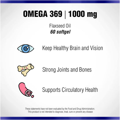 Omega 369 1000 mg Softgels – Natural Systems | Triple Omega 3-6-9 Flax Seed Oil