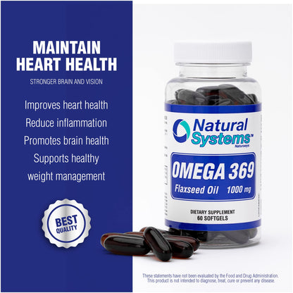 Omega 369 1000 mg Softgels – Natural Systems | Triple Omega 3-6-9 Flax Seed Oil