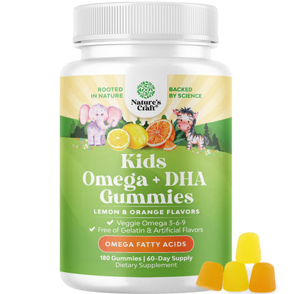 Omega DHA Gummies for Kids — Vegan Omega 3-6-9 with DHA, Brain & Vision