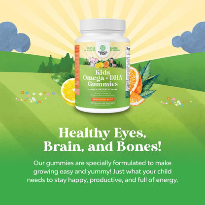 Omega DHA Gummies for Kids — Vegan Omega 3-6-9 with DHA, Brain & Vision