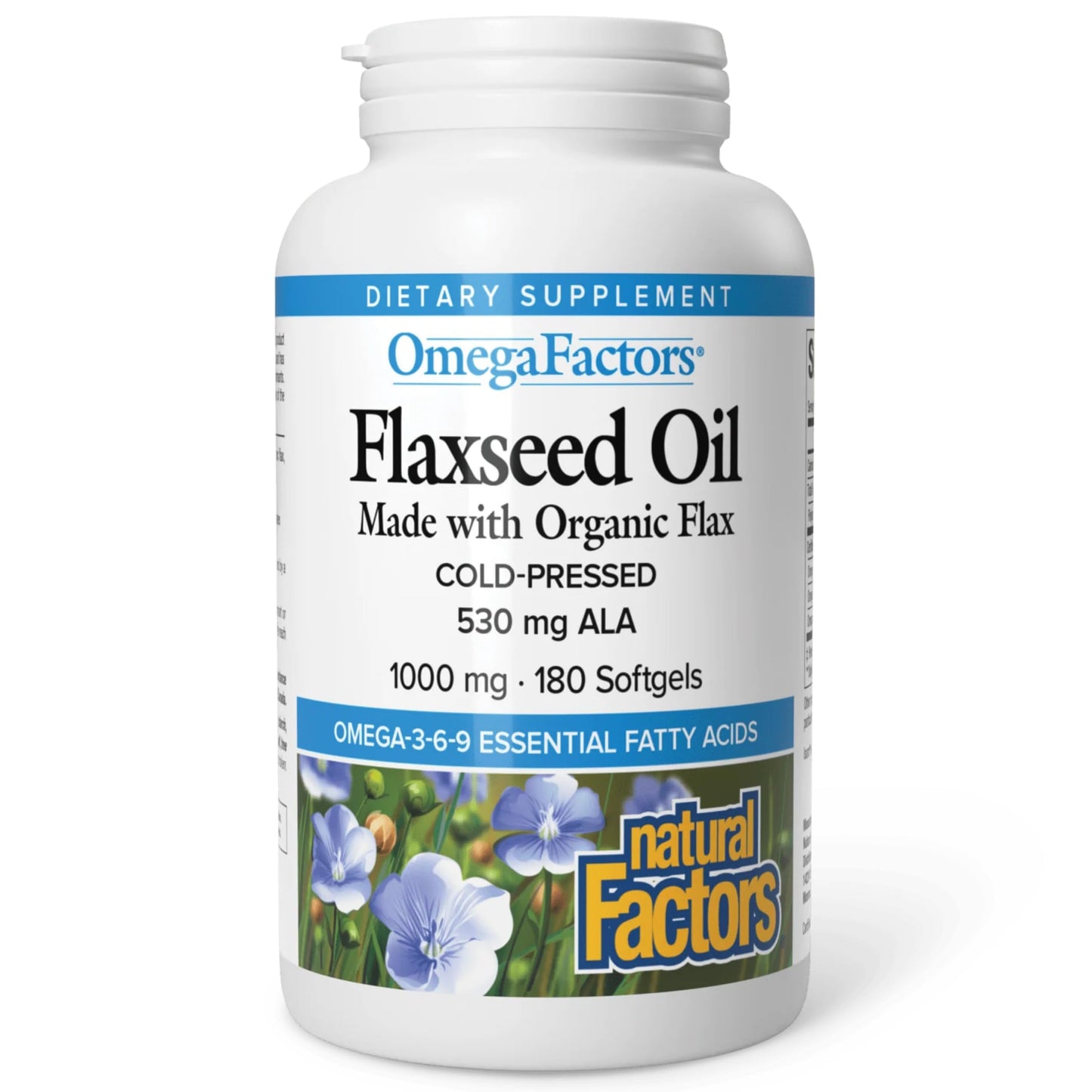 Omega Factors Flaxseed Oil by Natural Factors – 180 Softgels | Omega-3, 6 & 9