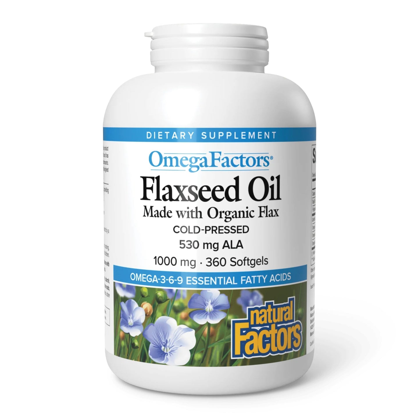 Omega Factors Flaxseed Oil | Natural Factors | Omega-3 6 9 | 360 Softgels