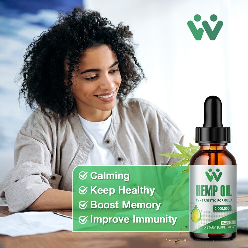 Hemp Oil Drops (3 Pack) High Potency – Focus Calm & Mood | CO2 Extracted, Vegan, Non-GMO