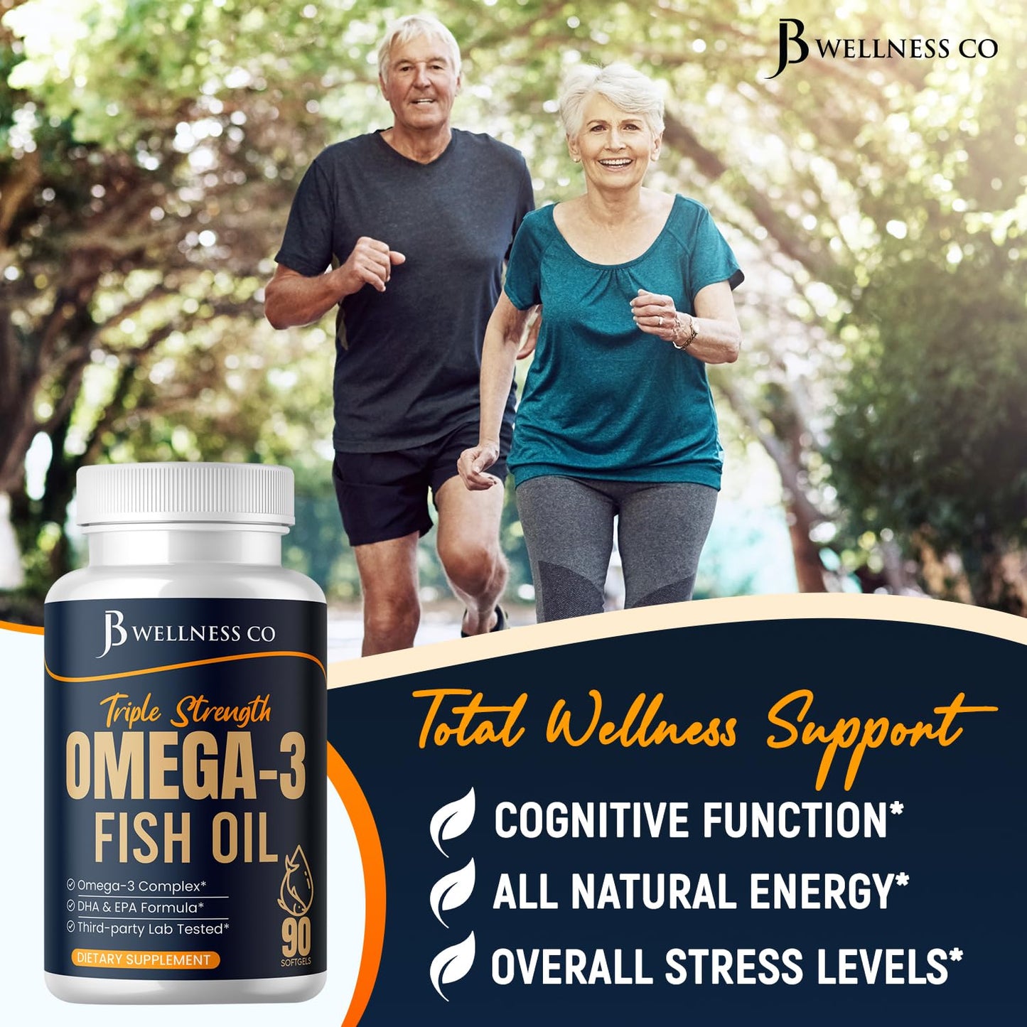 Triple Strength Omega-3 Fish Oil 3750 mg | EPA 1350 mg + DHA 900 mg | Burpless | 90 Softgels