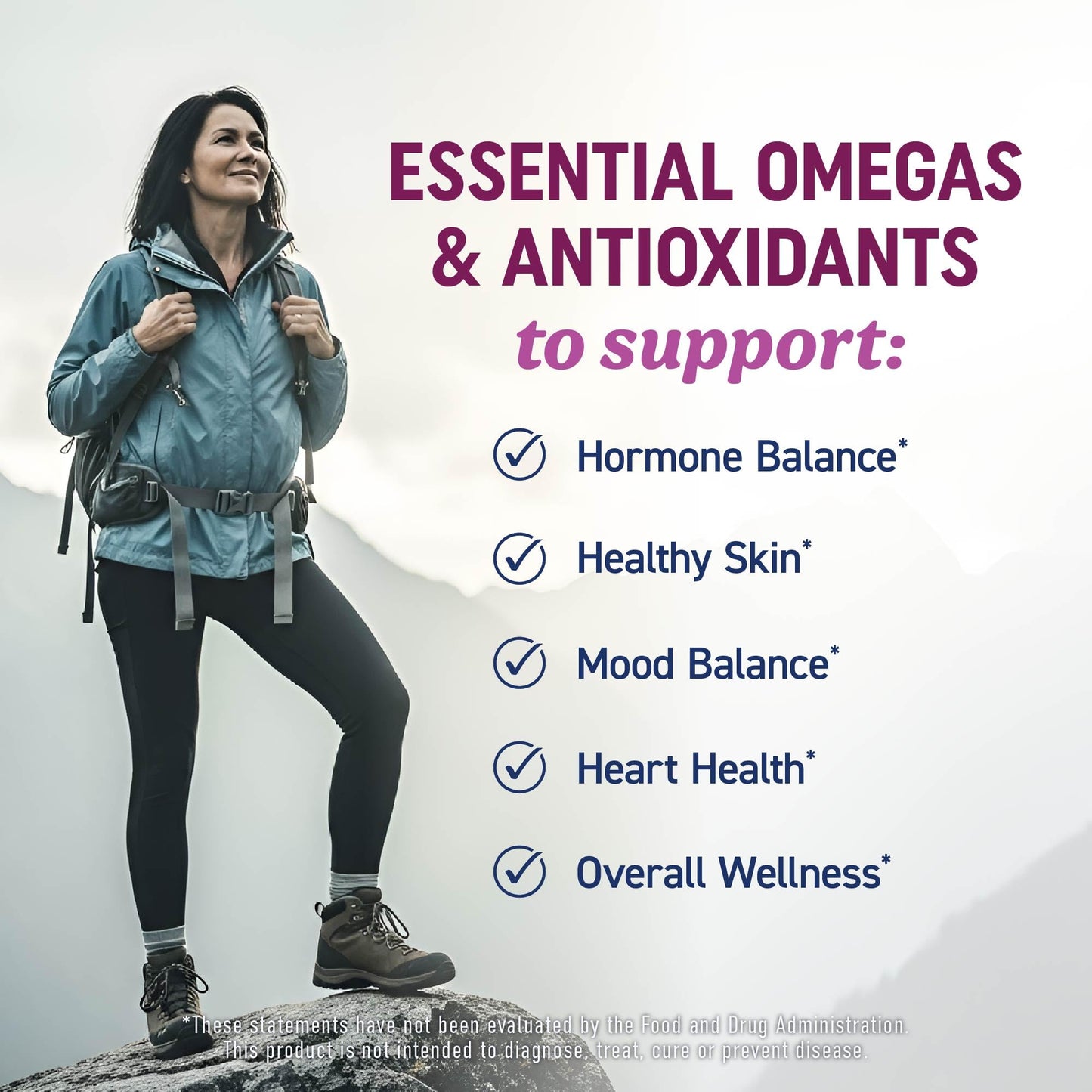 Omega 3 for Women - Fish Oil + Evening Primrose | 600mg Omega-3 + 800mg Evening Primrose | 120 Ct