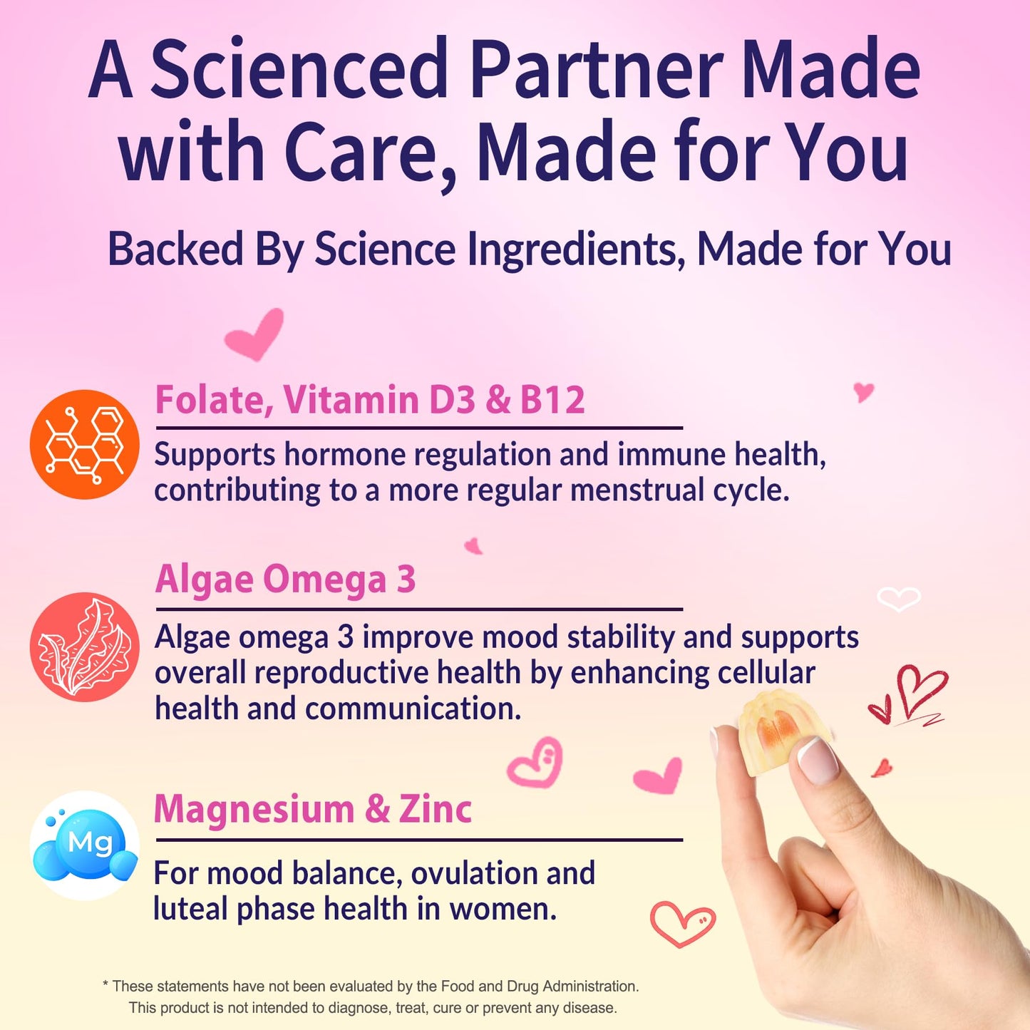 Myo-Inositol & D-Chiro Inositol Gummies for Hormone Balance – Sugar Free, 40:1 Ratio, Vegan, Ovarian Health (60 Cts)