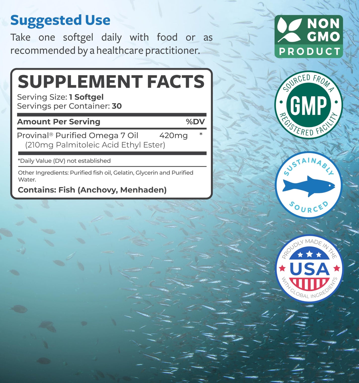 Omega 7 Supplement for Women and Men - Patented Provinal Palmitoleic Oil, High Potency