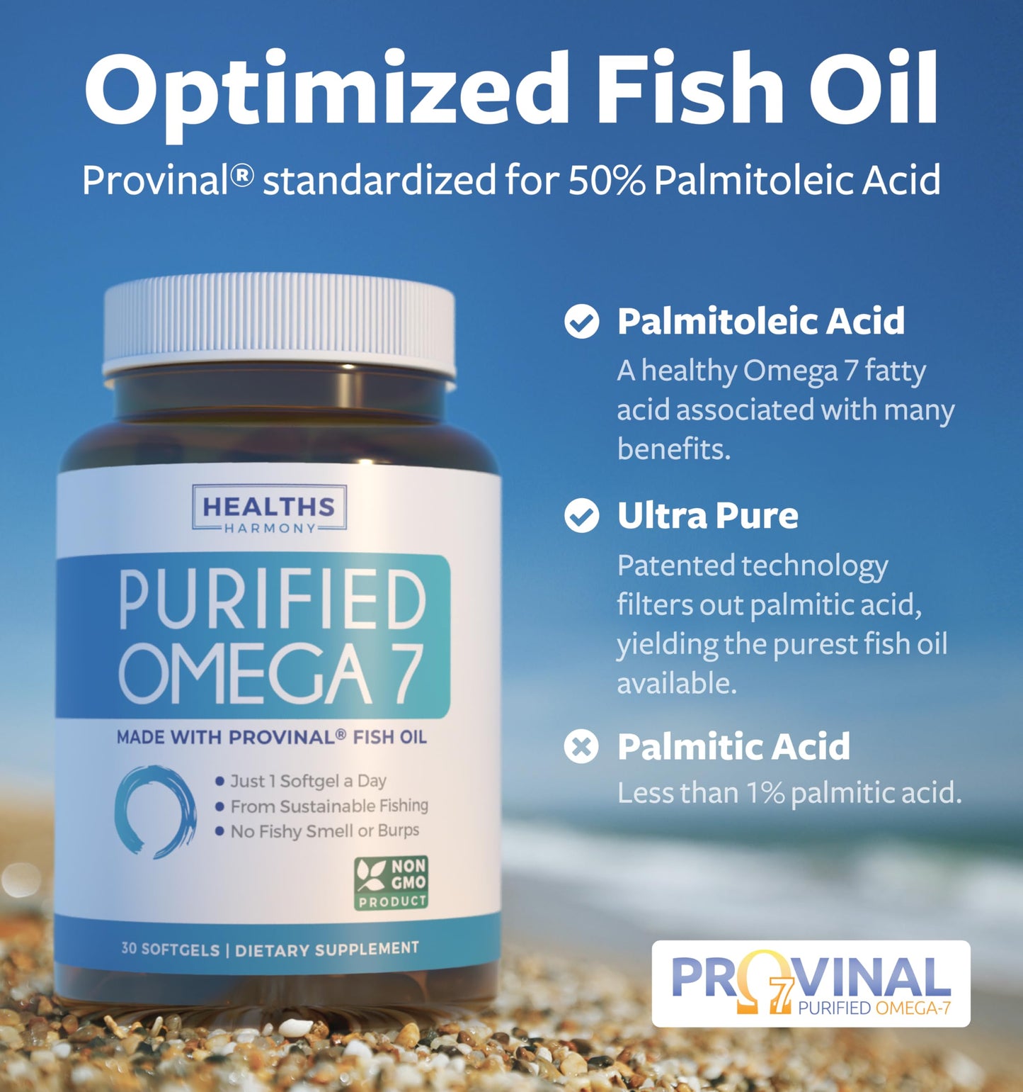 Omega 7 Supplement for Women and Men - Patented Provinal Palmitoleic Oil, High Potency