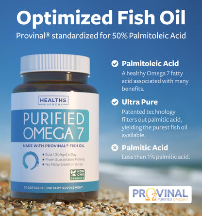 Omega 7 Supplement for Women and Men - Patented Provinal Palmitoleic Oil, High Potency