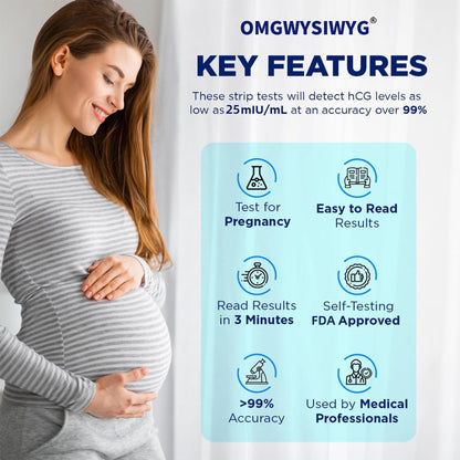 10 Pack OMGWYSIWYG HCG Pregnancy Test Strips – Ultra-Sensitive, Easy At-Home Use, 6 Days Early Detection