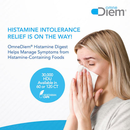 Omne Diem Histamine Digest DAO 30,000 HDU – 120 Caps for Histamine Support