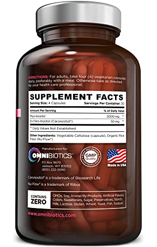 OmniBiotics Myo-Inositol & D-Chiro-Inositol 40:1 for Hormone Balance – Women’s Reproductive Health, 120 Vegan Capsules