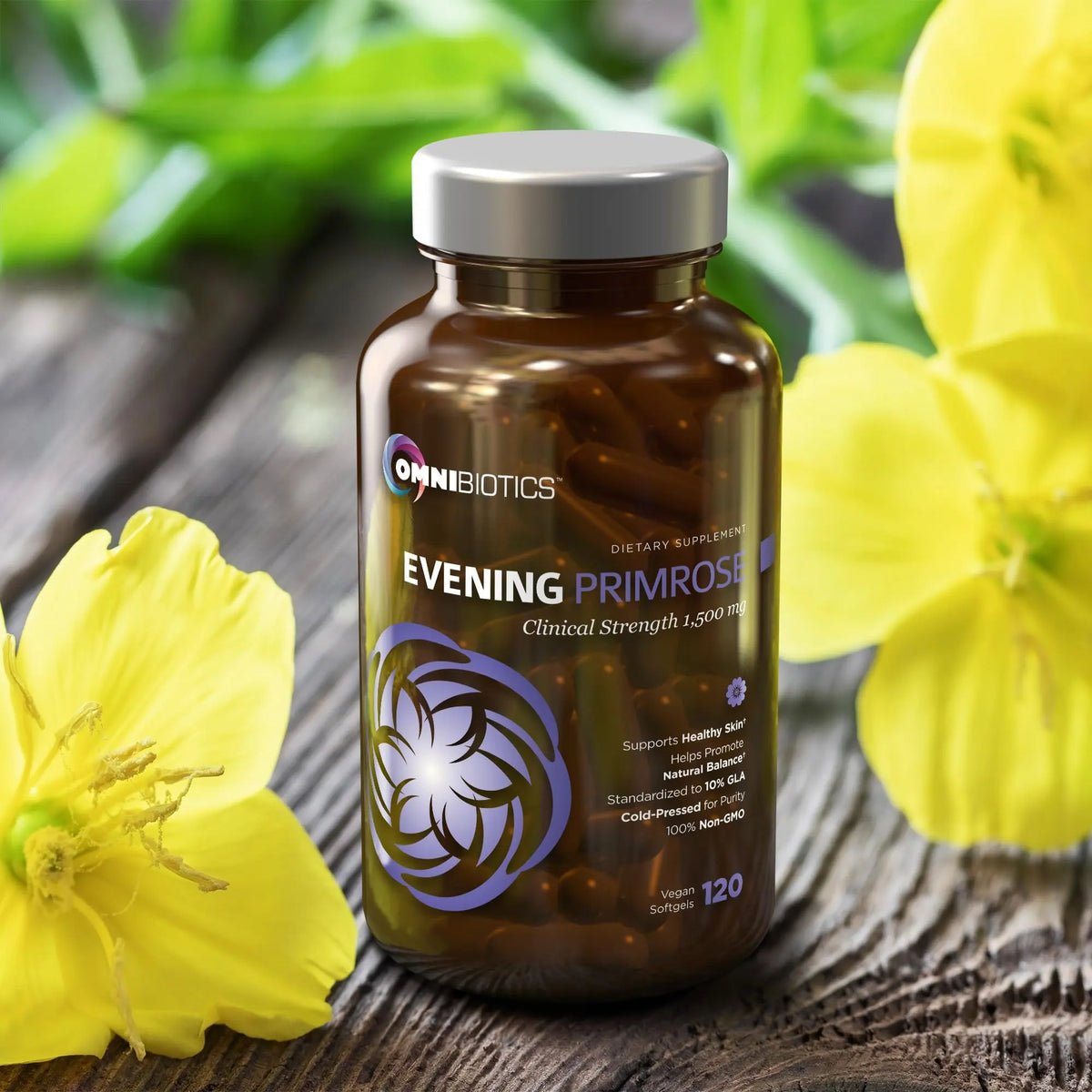 OmniBiotics Organic Evening Primrose Oil 1500mg – Cold-Pressed, 10% GLA, Non-GMO, 120 Vegan Softgel Capsules BritishVita | Premium UK Vitamins & Wellness Supplements