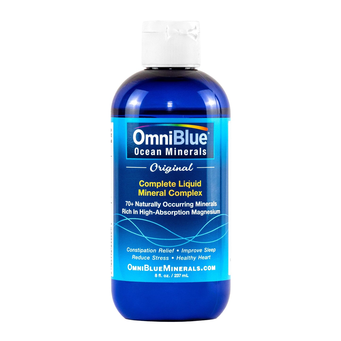 OmniBlue Ocean Minerals – 70+ Trace Minerals & Liquid Magnesium (8 oz) | Low Sodium