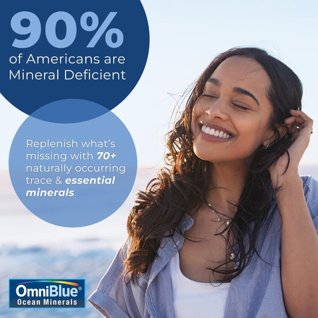 OmniBlue Ocean Minerals – 70+ Trace Minerals & Liquid Magnesium (8 oz) | Low Sodium