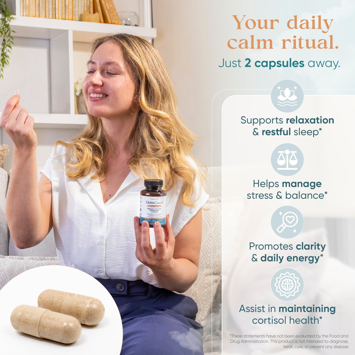 OmniCalm Cortisol Supplements for Women & Men | Stress Relief & Sleep Support – USA