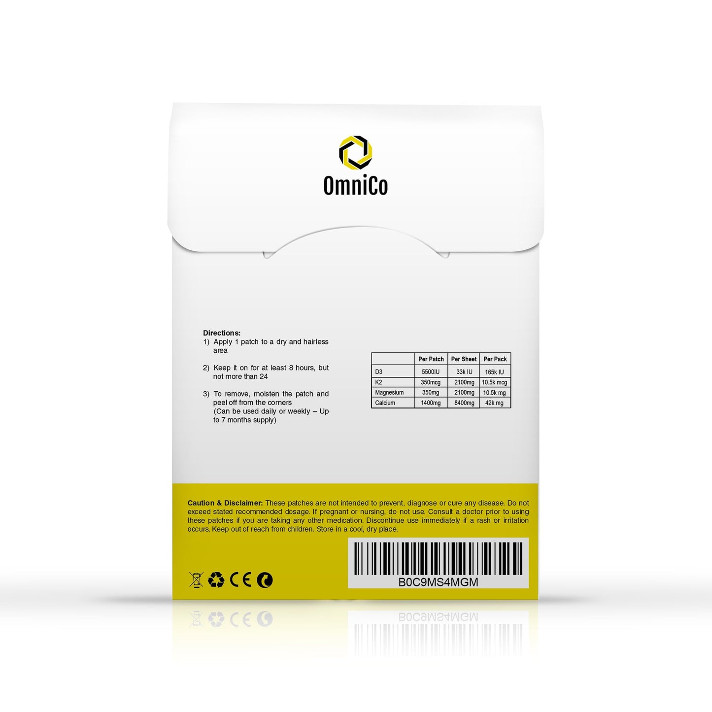 OmniCo - D3 + K2 + Calcium Patches – 30 Pack