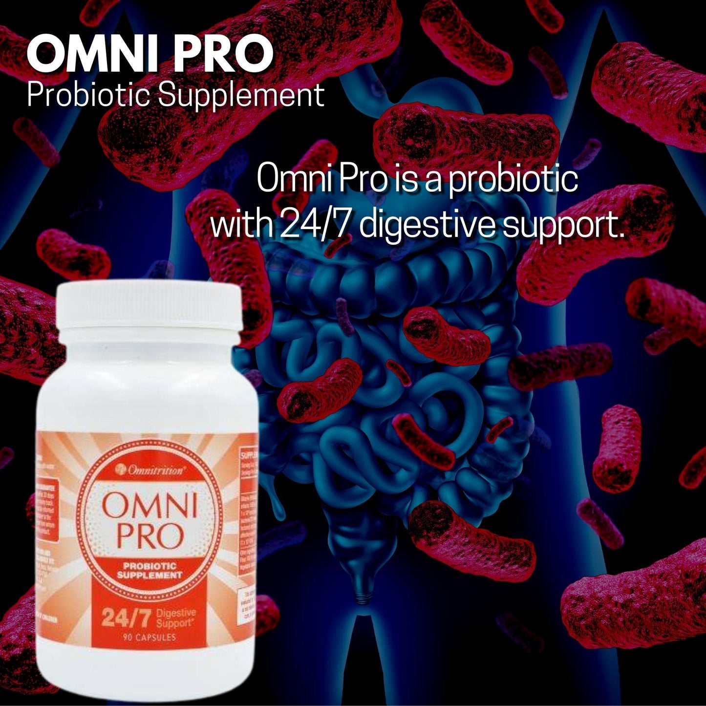 Omnitrition Omni Pro Probiotic Supplement – 24/7 Digestive Support, 90 Capsules