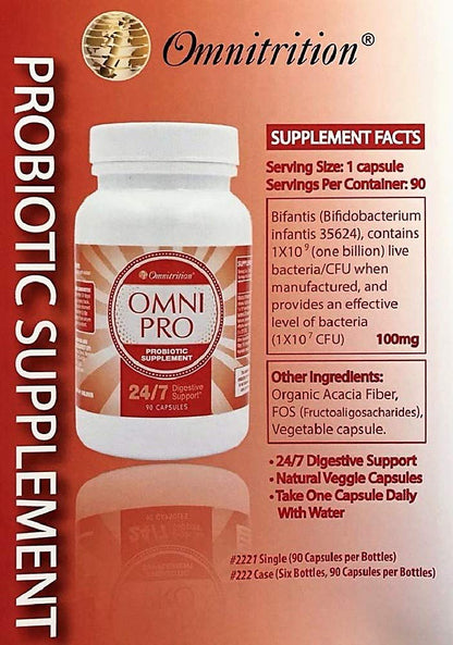 Omnitrition Omni Pro Probiotic Supplement – 24/7 Digestive Support, 90 Capsules