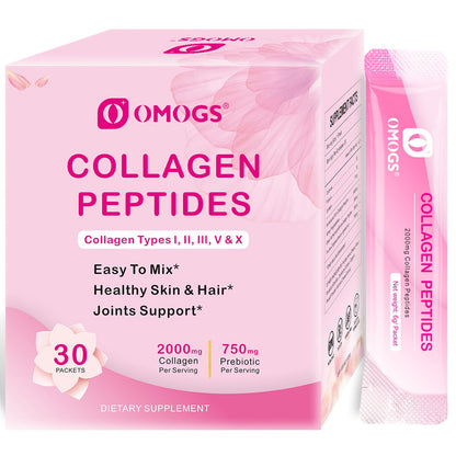 OMOGS Collagen Peptides Powder with Prebiotics & Cranberry – Hair, Skin & Digestion