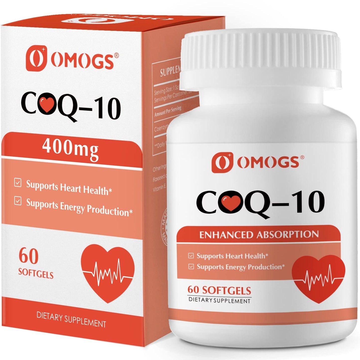 OMOGS CoQ10 400mg Softgels | High Absorption CoQ10 for Heart Health