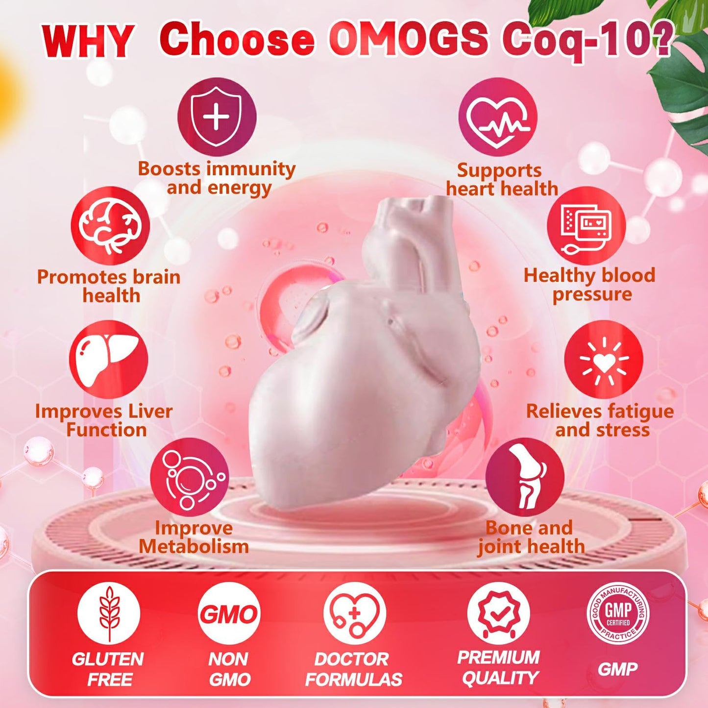 OMOGS CoQ10 200mg Softgels – High-Absorption CoQ10 for Heart Health, Immunity & Energy (Gluten Free, 90 Softgels)