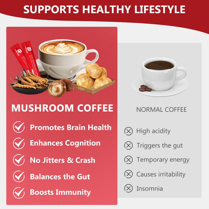 OMOGS Mushroom Coffee – 10-in-1 Extract (Lion's Mane, Reishi, Cordyceps) 30 Servings