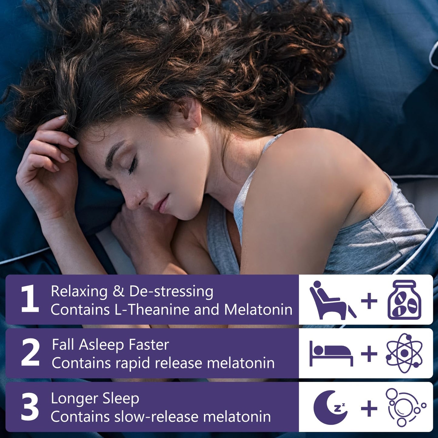 OMOGS Melatonin Sleep Supplements - Fast-Dissolve 10mg with L-Theanine, L-Glycine & Vitamin B, Strawberry Flavor, 120-Day Supply