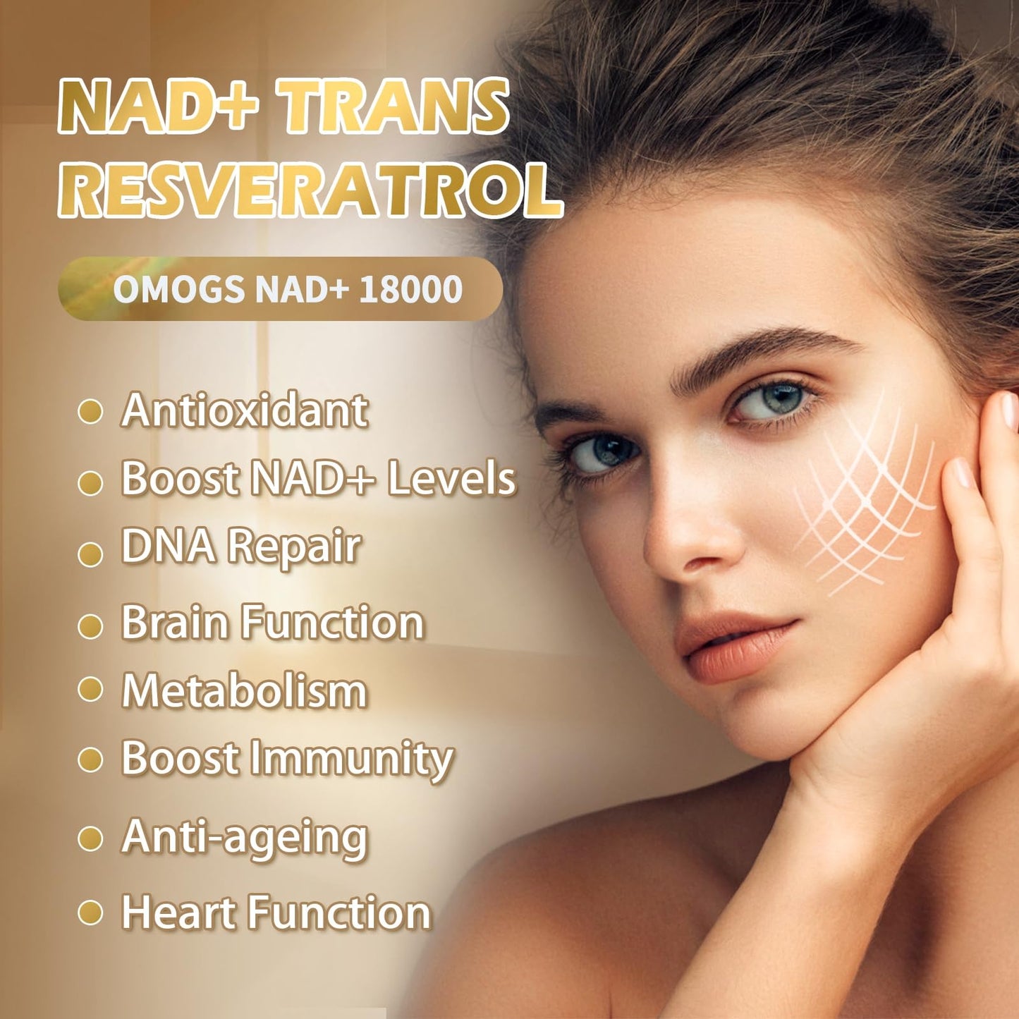 OMOGS NAD+ 300 mg + Trans-Resveratrol 200 mg | 60 Capsules NAD+ Supplement