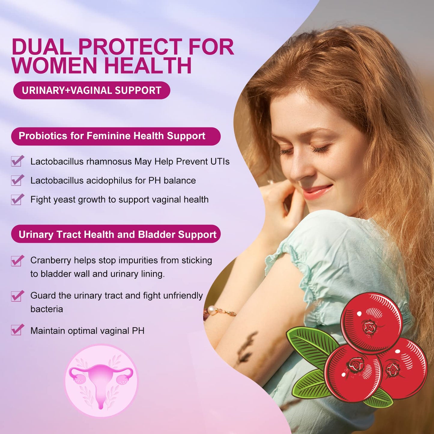 OMOGS Women's Probiotic – Cranberry, Prebiotics & Vitamin C | 90B CFUs, 18 Strains, 90 Tablets