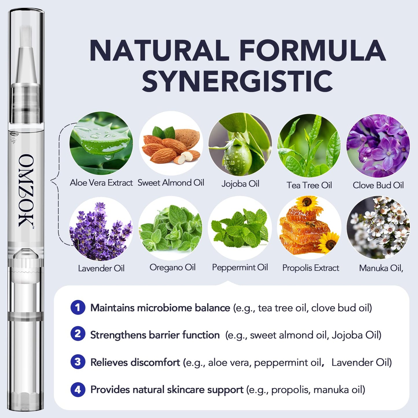 OMZOK Toenail Fungus Pen - 25% Undecylenic Acid & Tea Tree Oil - Extra-Strength Nail Repair (5-Pack)