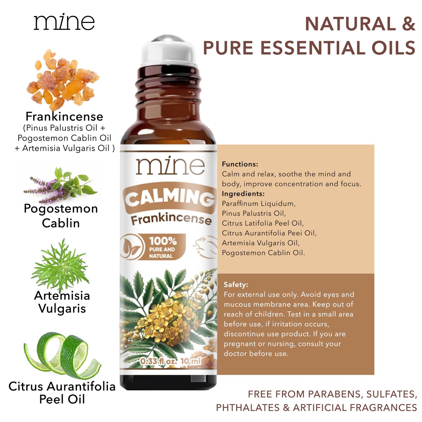Mine Frankincense Essential Oil Roll On | Calming Frankincense Oil Rollerball for Skin