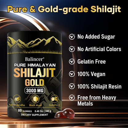 Pure Himalayan Shilajit Gummies Gold – Lab Tested, Ashwagandha & Gokshura