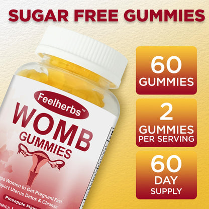 Womb Gummies for Women – Fertility Support, Pineapple Balance, Vegan & Gluten-Free (60 Count)