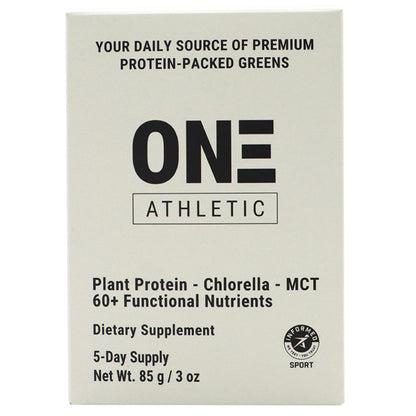 ON3 Athletic Protein Greens Supplement – Chlorella, Eleuthero & MCT Powder (5 Servings, Herbal)