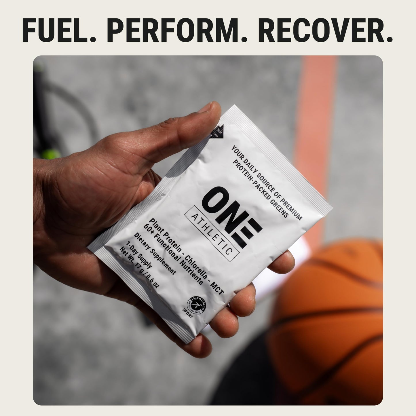 ON3 Athletic Protein Greens Supplement – Chlorella, Eleuthero & MCT Powder (5 Servings, Herbal)