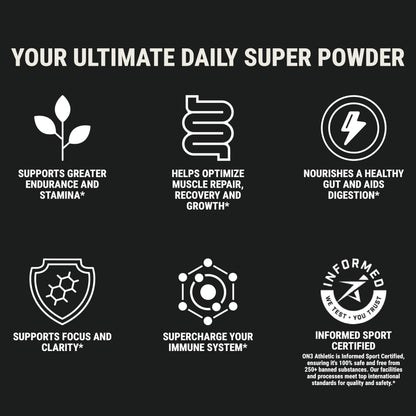 ON3 Athletic Protein Greens Supplement – Chlorella, Eleuthero & MCT Powder (5 Servings, Herbal)