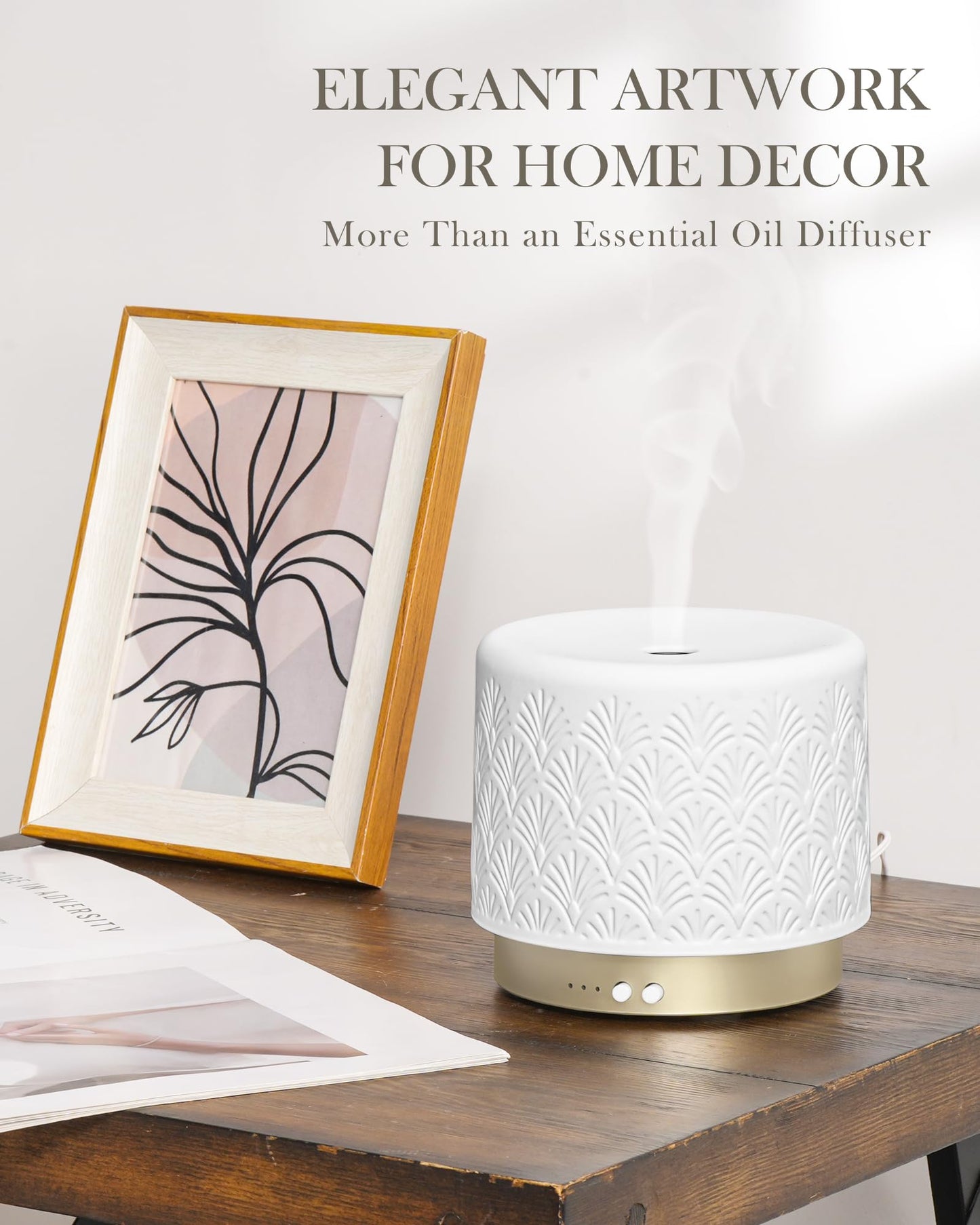 Onaboviva Ceramic 280ml Essential Oil Diffuser – Ultrasonic Aromatherapy & Night Light