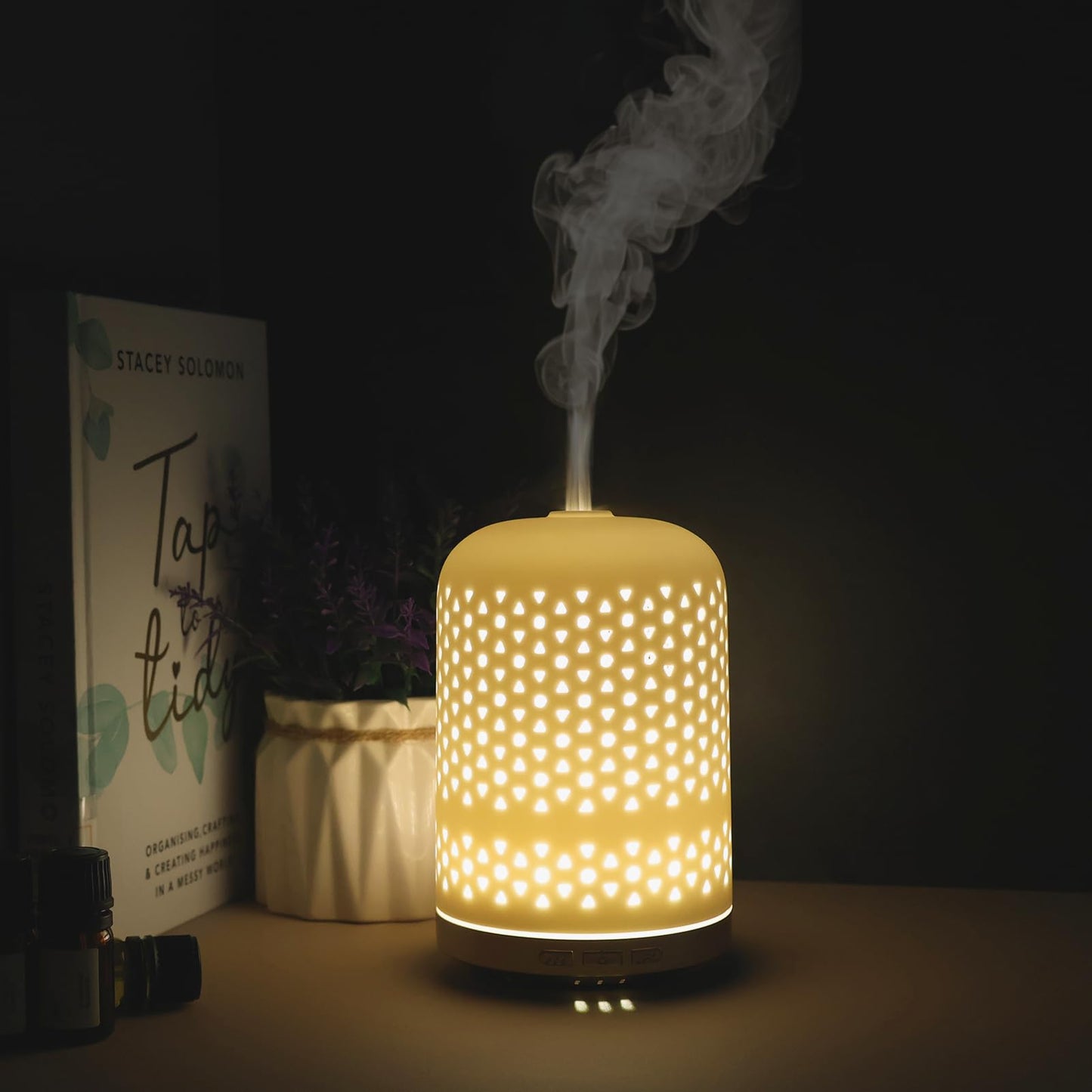 Onaboviva Essential Oil Diffuser – 120ml Ceramic Ultrasonic Diffuser with Auto Shut-Off, 3 Timers, BPA-Free