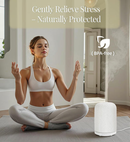 Onaboviva Essential Oil Diffuser – 2.4MHz Ultrasonic, 120ml Ceramic, BPA-Free