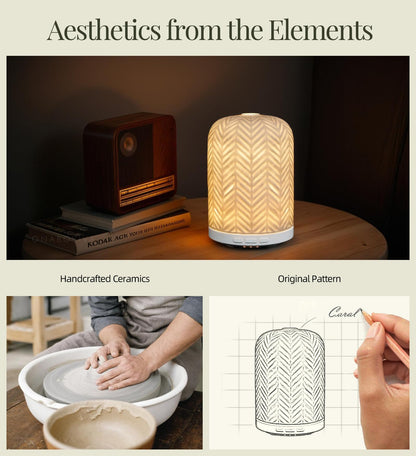 Onaboviva Essential Oil Diffuser – 2.4MHz Ultrasonic, 120ml Ceramic, BPA-Free
