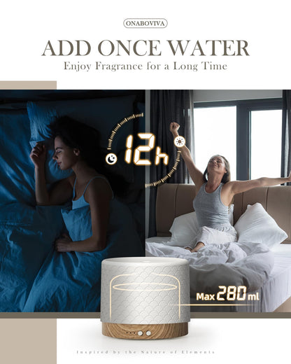 Onaboviva Ceramic Essential Oil Diffuser – 280ml Ultrasonic