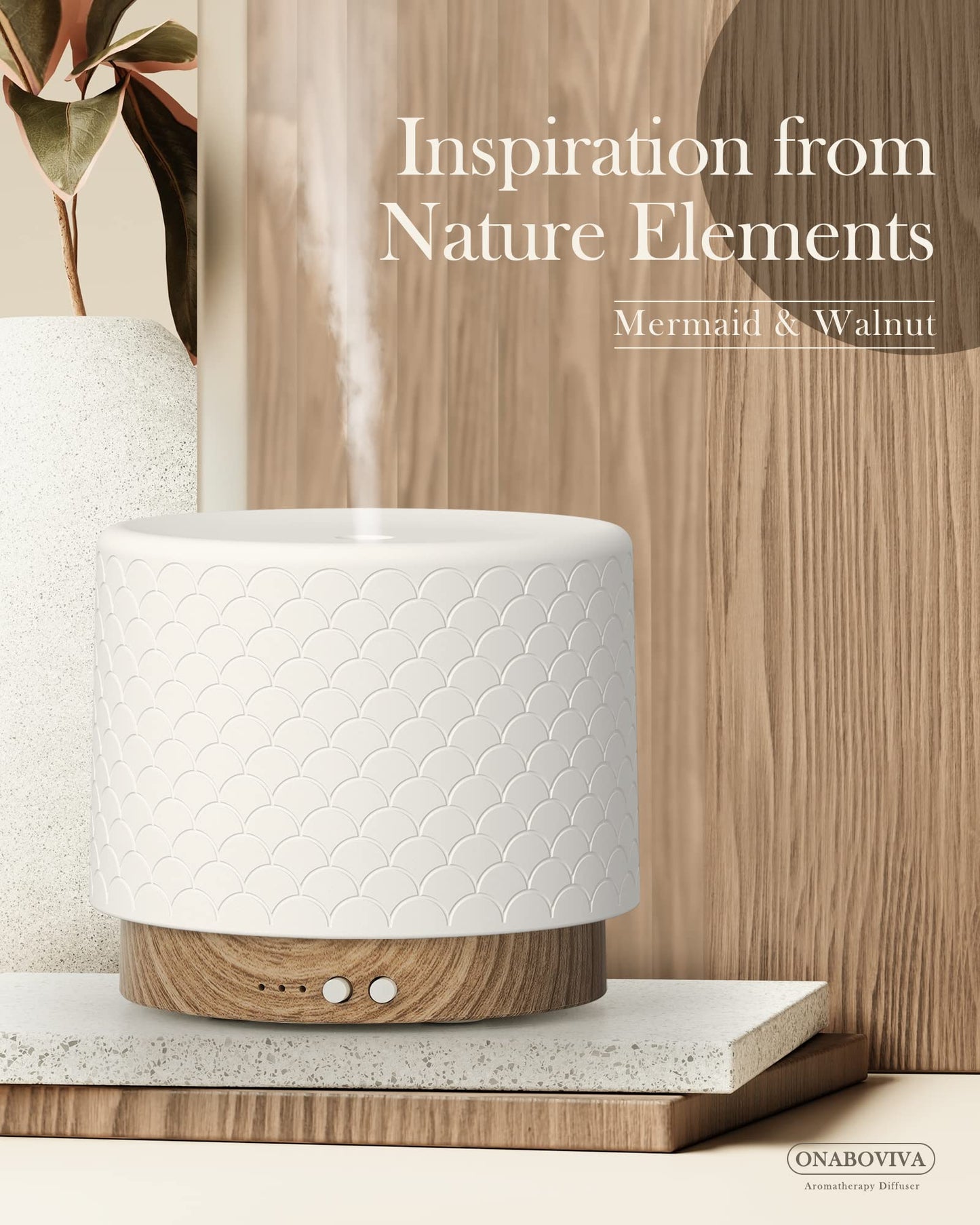 Onaboviva Ceramic Essential Oil Diffuser – 280ml Ultrasonic