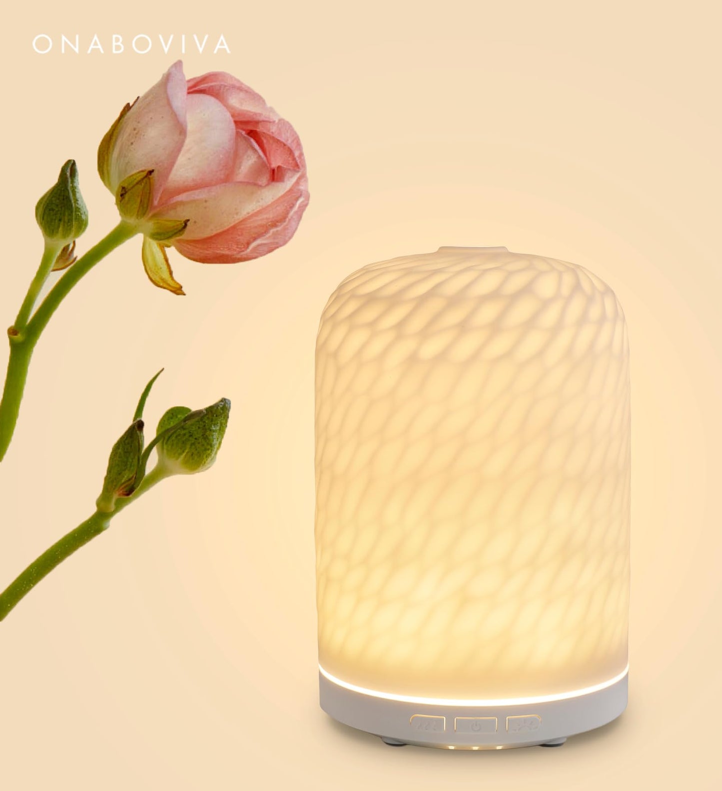 Onaboviva Essential Oil Diffuser – 2.4MHz Ultrasonic Ceramic Diffuser 120ml Auto Shut-Off