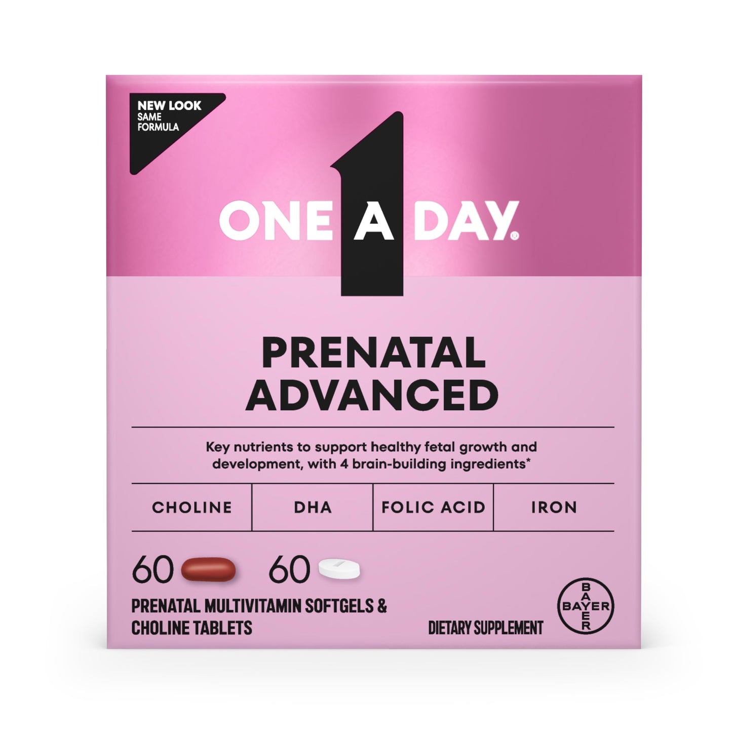 One A Day Prenatal Advanced - Brain-Builder Vitamins with Choline, DHA, Folic Acid, Iron (120 Ct)